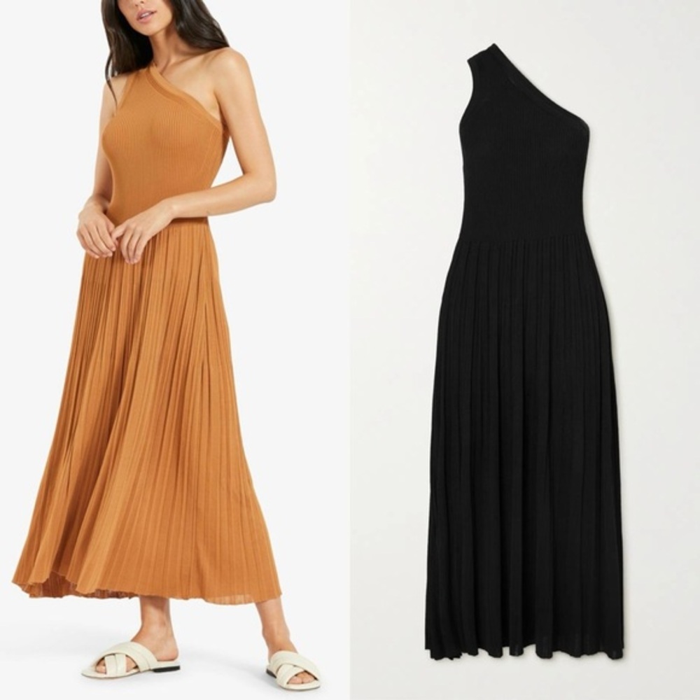 Zimmermann Andie One-Shoulder Ribbed Stretch-Knit Midi Dress Sz 1 US S (2-4)